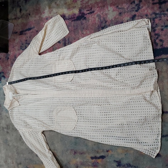 Anthropologie Eyelet Long Cream Swim Cover-Up - Picture 11 of 12